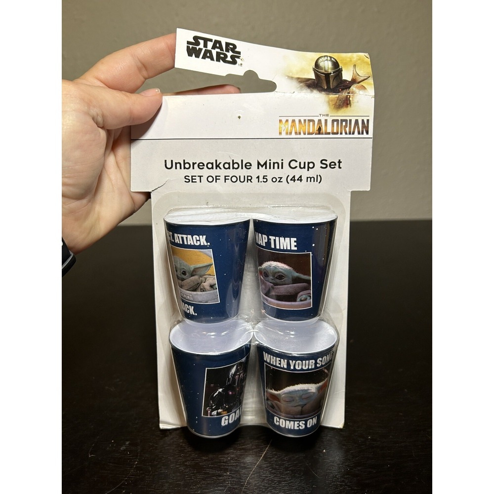 Star Wars The Mandalorian 4 Pc Unbreakable 1.5 Oz Mini Cup Set